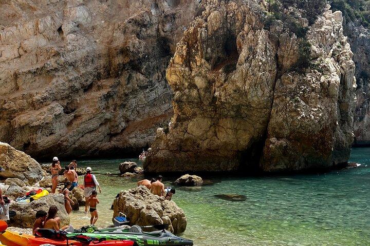 Kayak Javea Guided Cala Granadella, llop marí cave, cala en caló