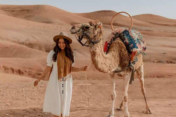 Private Agafay Desert Sunset Camel Trek with Tea & Water