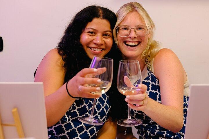 Rome Small Group Art Class Painting and Unlimited Wine with Pizza
