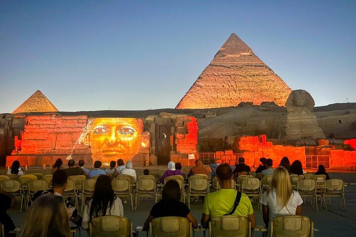 Giza pyramids sound and light show with private transfer