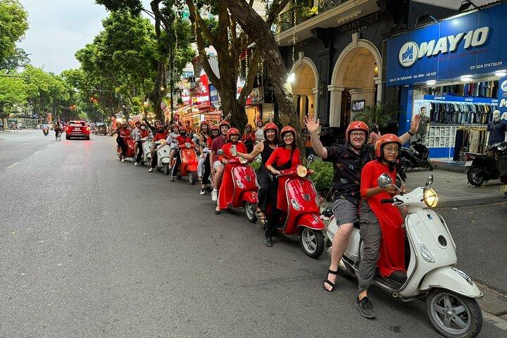Vespa Female Ao Dai riders Night Street Food + See Train Street
