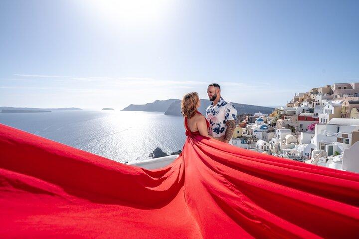 Blue Dome entry - Oia Flying Dress Photoshoot Santorini