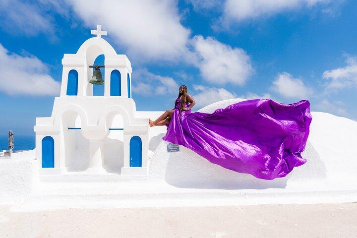 Blue Dome entry - Oia Flying Dress Photoshoot Santorini