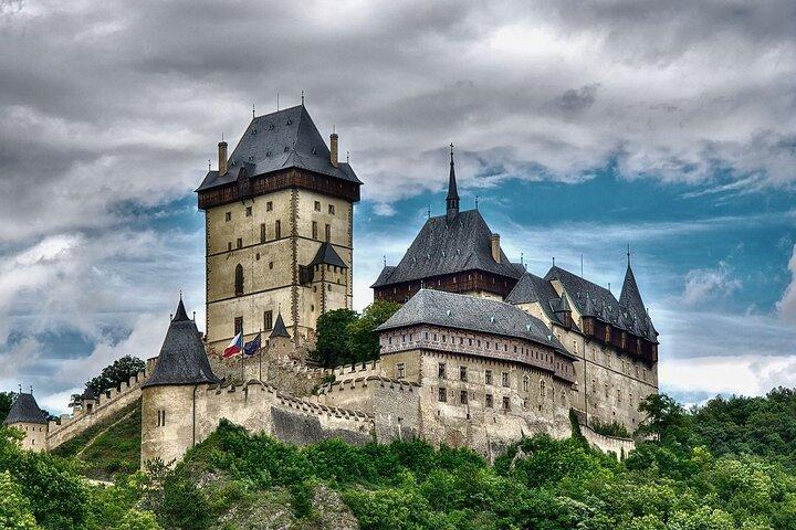 From Prague: Small-Group Karlstejn Castle & Koneprusy Caves Trip