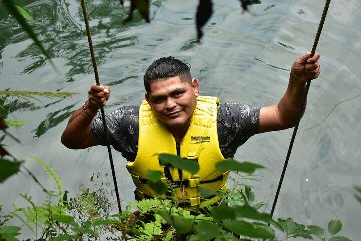 Cenote Jungle Adventure with Zipline circuit, transport & snacks