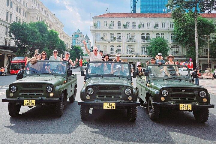 Saigon Jeep Tour with Food, Culture and Fun By Vietnam Army Jeep