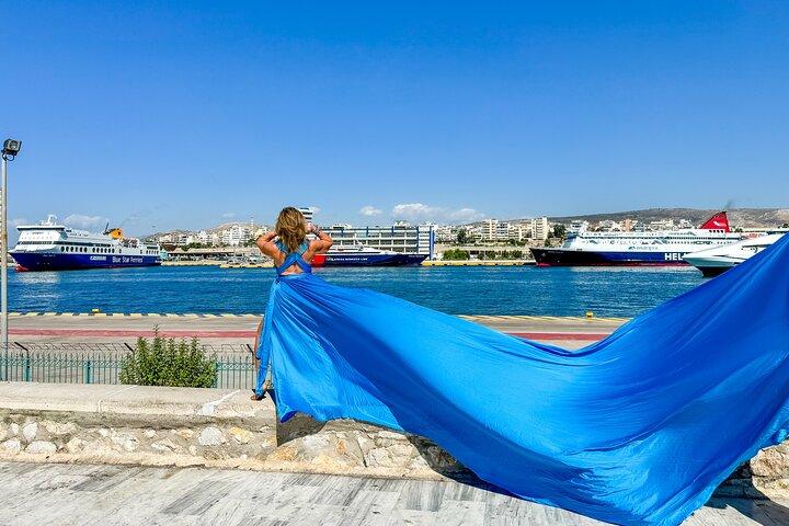 Pireus Cruise Ship Terminal Flying Dress Photoshoot