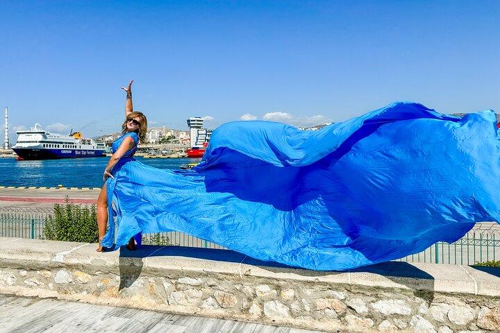 Pireus Cruise Ship Terminal Flying Dress Photoshoot