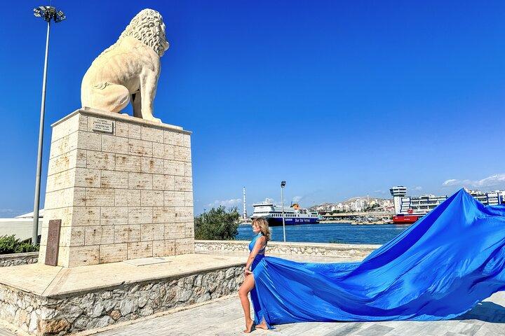 Pireus Cruise Ship Terminal Flying Dress Photoshoot