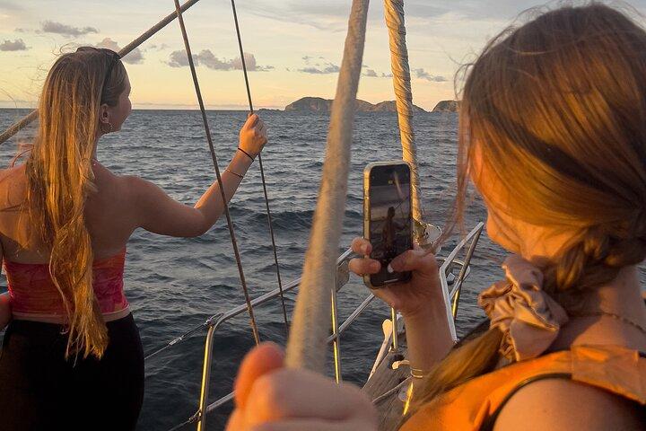 Sunset in the bay of Santa Marta in a sailboat
