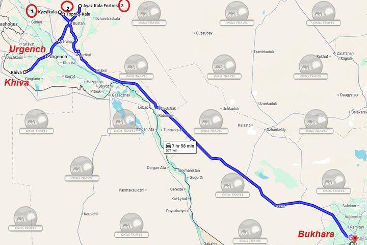 Transfer from Khiva to Bukhara by Fortresses (or vice versa)