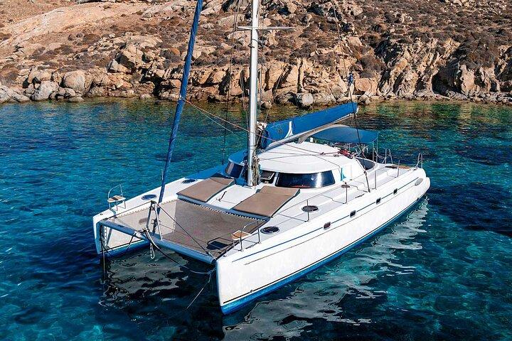 Mykonos Catamaran Private Day Cruise, Full Lunch & Open-bar