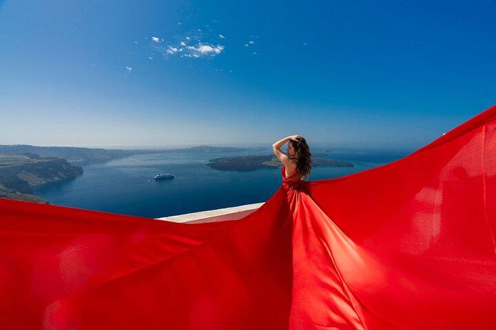 Flying Dress Photoshoot in Santorini