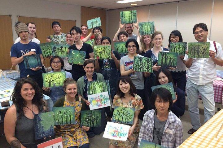 Paint and wine experience: Shibuya enjoying seasonal Japanese culture
