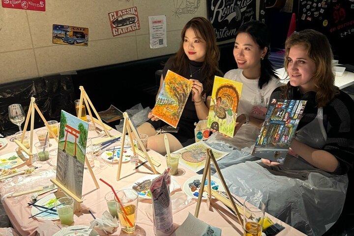 Paint and wine experience: Shibuya enjoying seasonal Japanese culture
