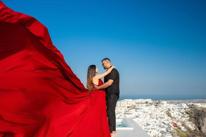 Santorini Flying Dress Photoshoot