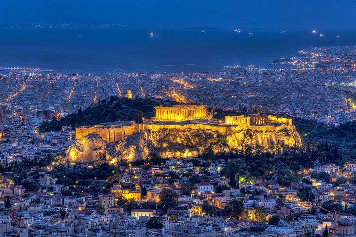 Night Tour of Athens in Spanish: Lighted City