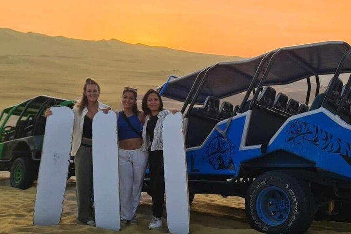 Buggy and Sandboard and Sunset in Huacachina