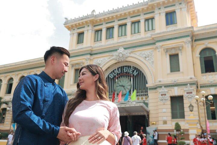 Vietnamese Ao Dai Photoshoot at Iconic Landmarks in Ho Chi Minh