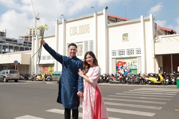 Vietnamese Ao Dai Photoshoot at Iconic Landmarks in Ho Chi Minh