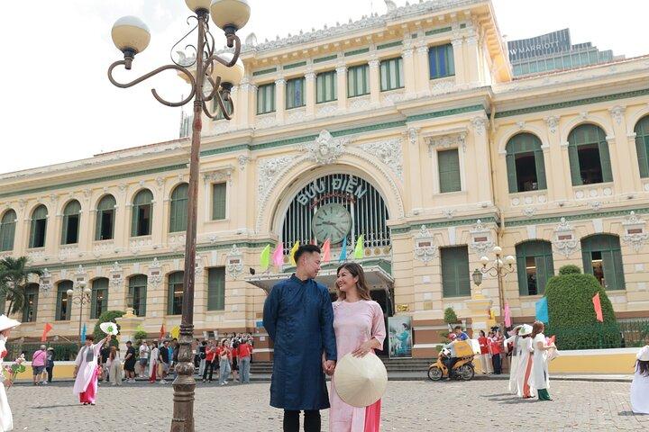 Vietnamese Ao Dai Photoshoot at Iconic Landmarks in Ho Chi Minh