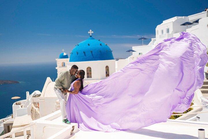 Flying Dress Photoshoot in Santorini