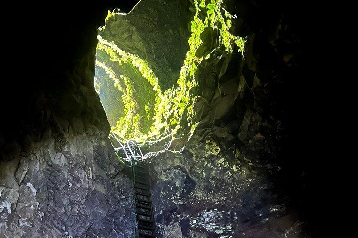 Rappel inside Trillizos Volcano in Isabela Island