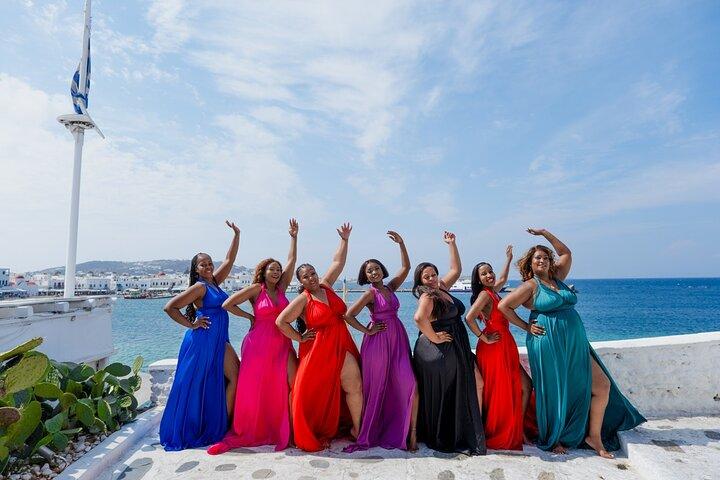 Group Flying Dress Photoshoot Mykonos