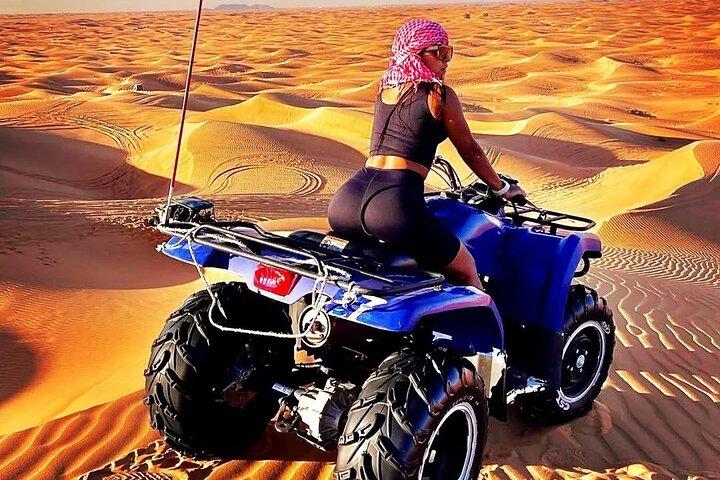 Dubai: Vip Safari Red Dunes Quad Bike Camel Dinner 4x4 Pick Drop