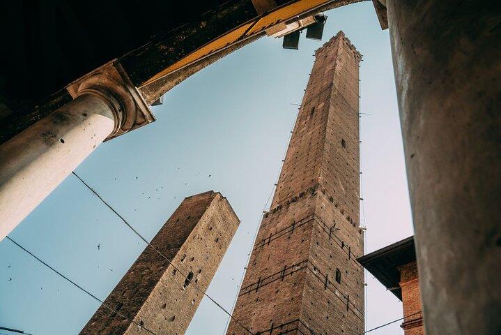 Bologna Walking Tour with Tower Sky View and Archiginnasio