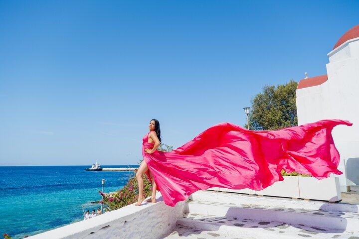 Group Flying Dress Photoshoot Mykonos