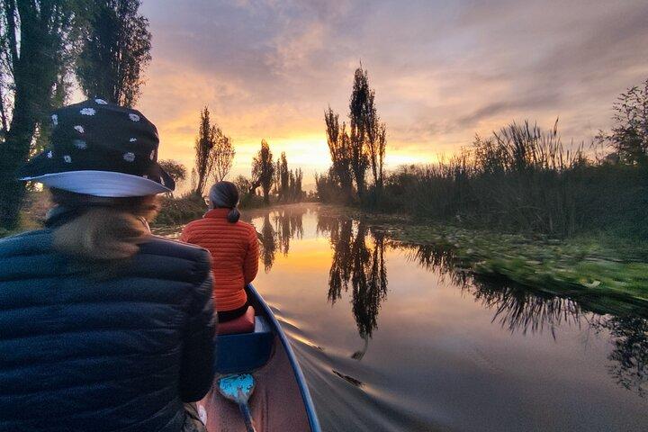 Xochimilco at dawn in Canoe or Kayak and Organic Breakfast