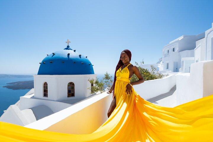 Santorini Flying Dress Photoshoot with Chris or Anna