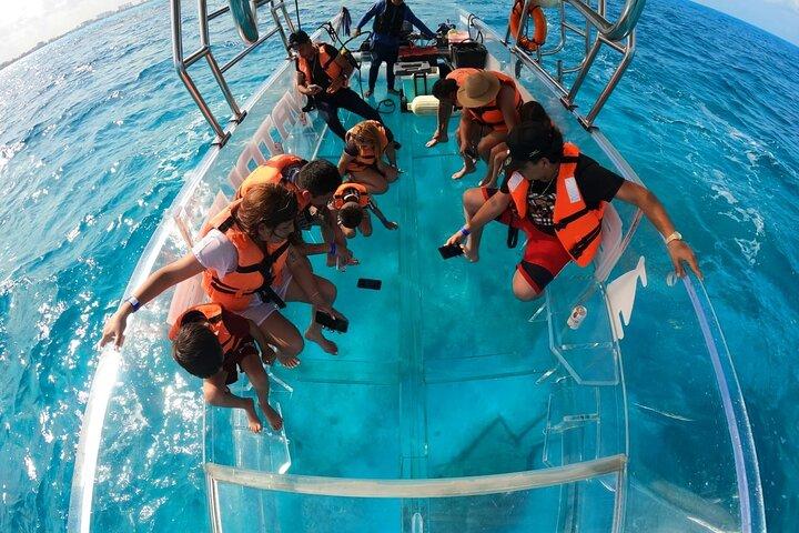 Cancun Clear Boat Tour Nichupté & Sea + Drinks Included