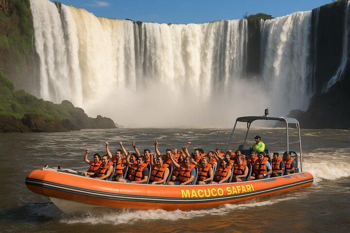 Brazilian Falls With Macuco Safari Boat