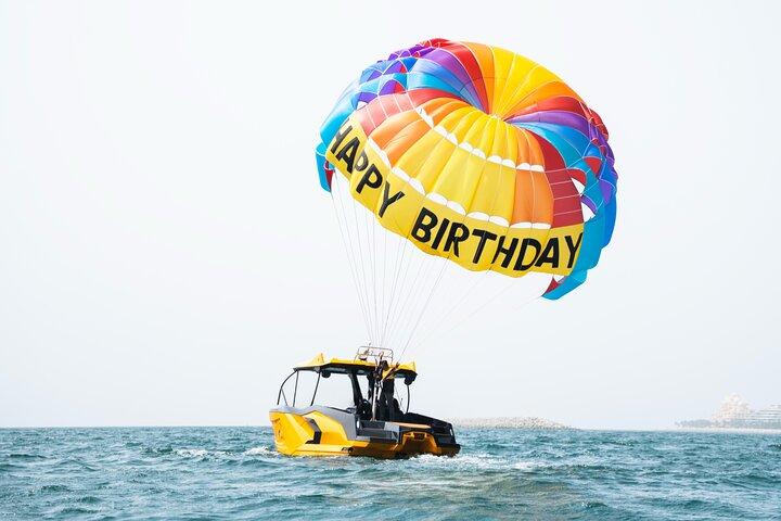 Parasailing in dubai with jbr beach and palm jumeria