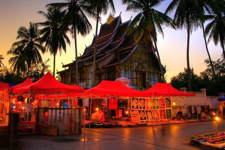 Luang Prabang Night Market and Street Food with BBQ Private Tour