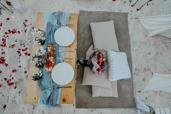 romantic picnic with a view of the caribbean sea