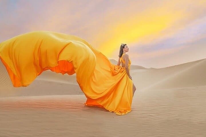 Dubai Private Flying Dress Photoshoot with Transportation
