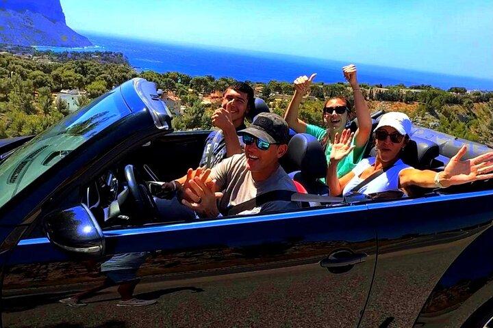 Drive by cabriolet from Marseille cruise port to cassis