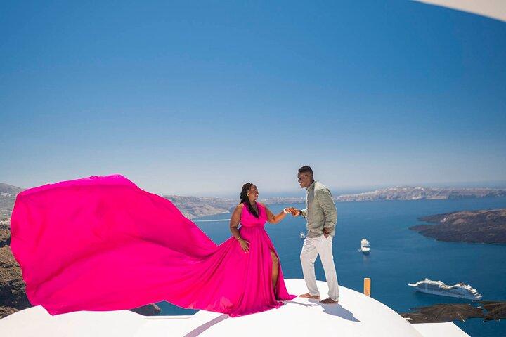 Flying Dress Photoshoot in Santorini