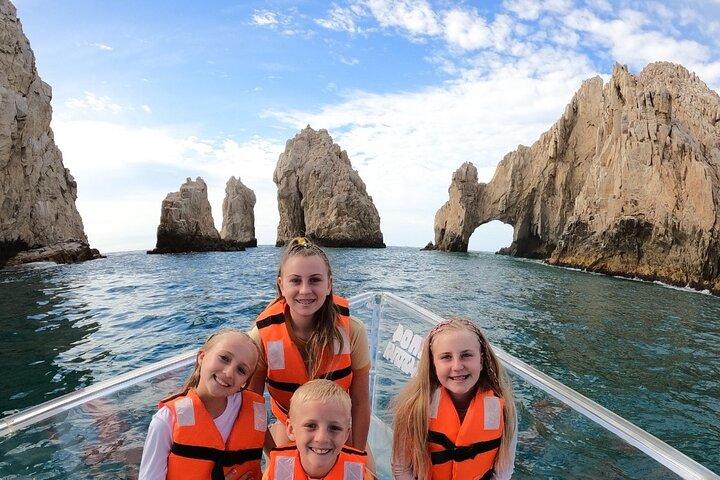 Tour to Arch in the only Clear Boat in Cabo Cruise Hotel PICKUP!