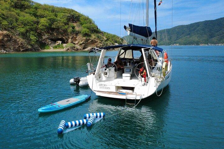 One amazing day in a private recent sailing boat in the Tayrona Park. The best sail trip from Santa Marta!