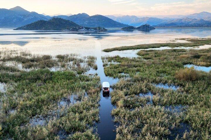 Virpazar: Sunset Boat Tour on Skadar Lake with Wooden Boat & Wine