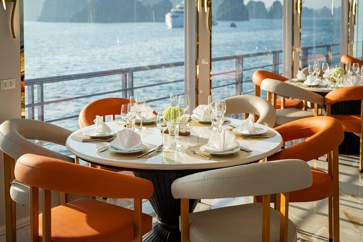 Full day Halong Bay Luxury Cruise - buffet lunch, kayak, swim.
