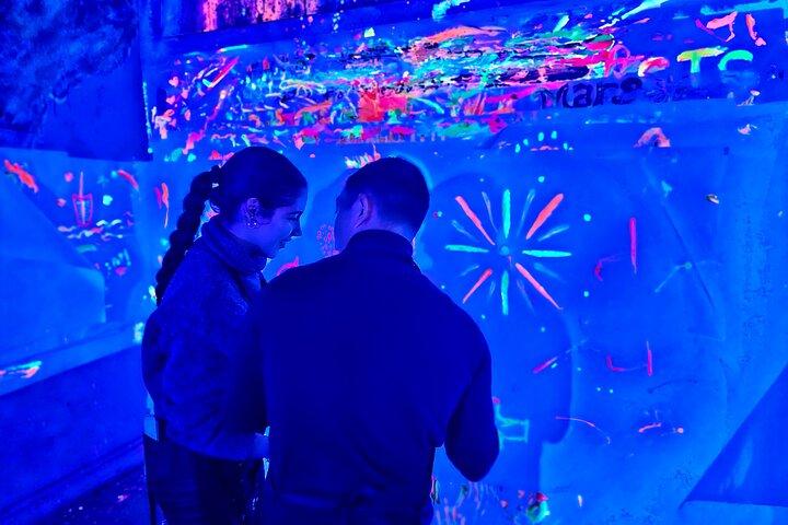 Fluorescent painting studio in Lyon in an art gallery