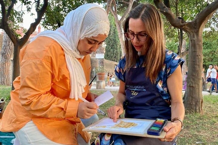 Watercolor Painting Class in Rome with Local Artist