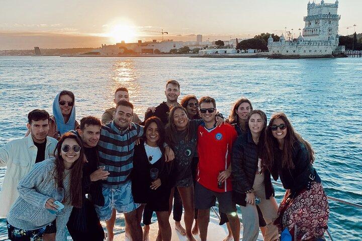 Lisbon: Private Catamaran Sunset Cruise with Drink