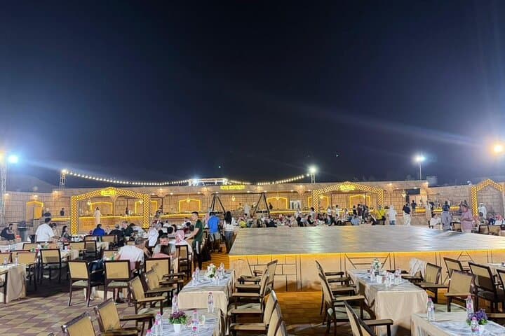 Dubai Evening Desert Safari Premium Camp BBQ Camel Falcon 5 Shows