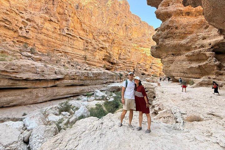 Group Tour to Wadi Shab Hike, Swim, Cave, Sinkhole & Fins Beach